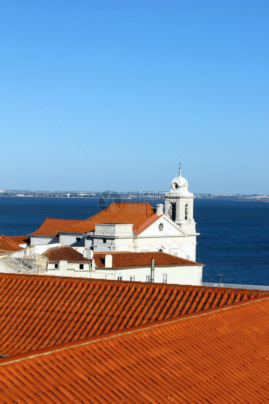 葡萄牙里斯本阿尔法马日落历史性全景历史房子市中心建筑学旅行城市景观图片