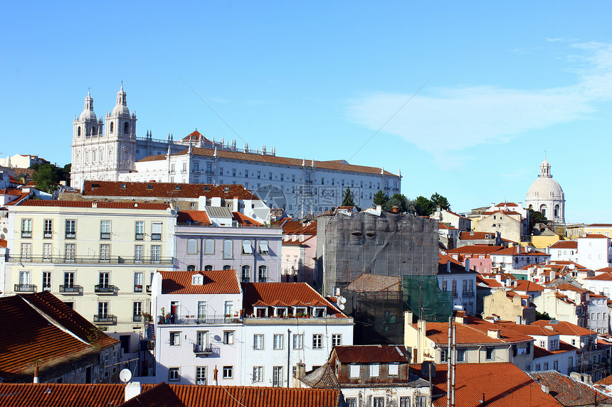 葡萄牙里斯本阿尔法马地平线城市景观天空古董建筑地标旅游房子教会图片