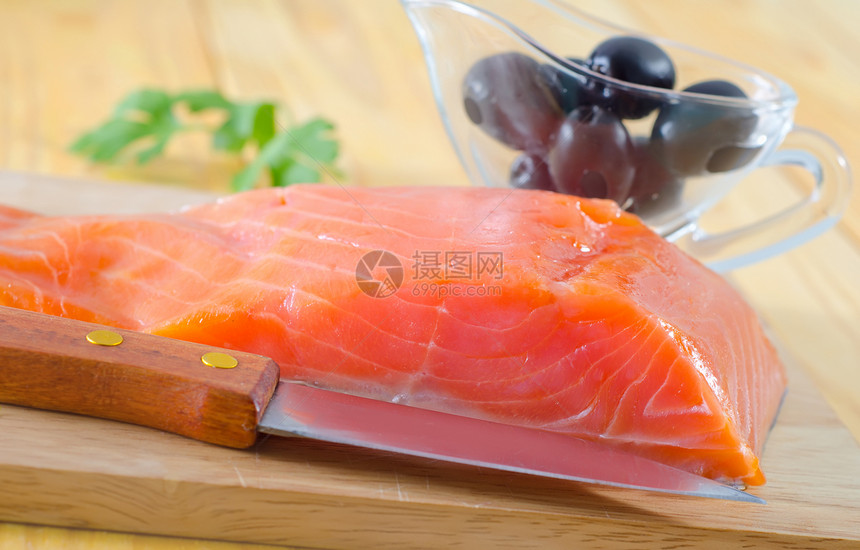 生鲑鱼美食草本植物产品厨房牛扒橙子营养鱼片树叶香料图片