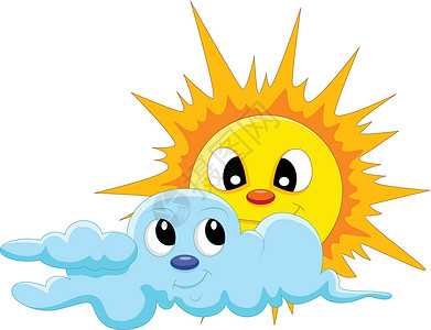 太阳和乌云卡通背景图片