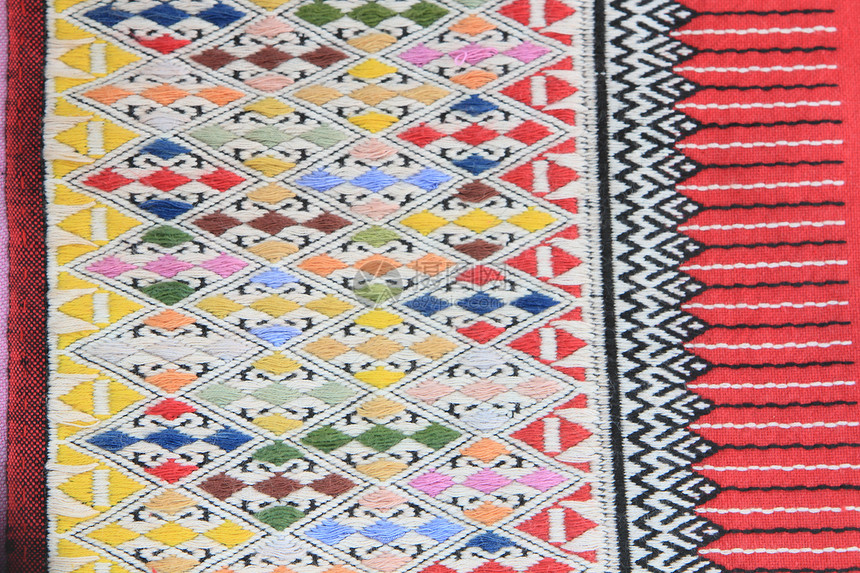 手工编织的泰文风格织布贴近纹理传统棉布纺织品墙纸民间衣服染料织物丝绸色调图片