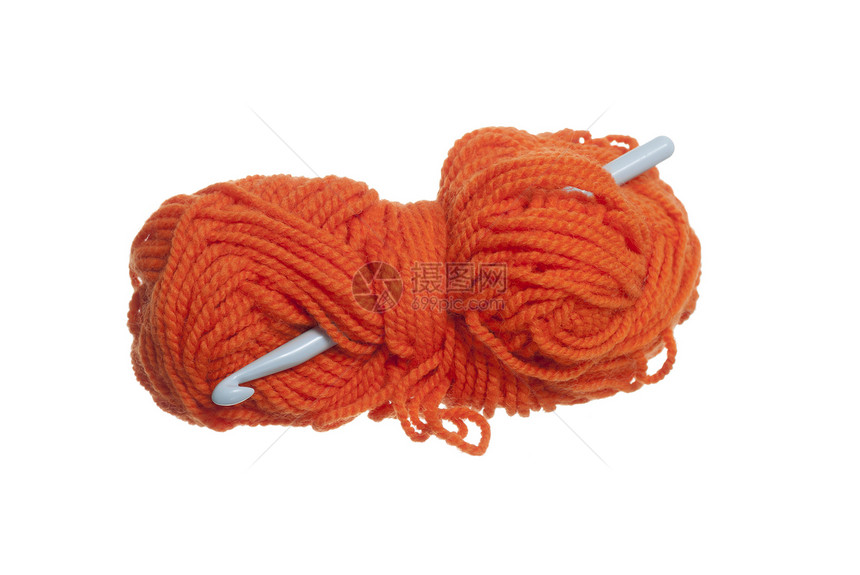 橙色羊毛和克罗切特钩图片