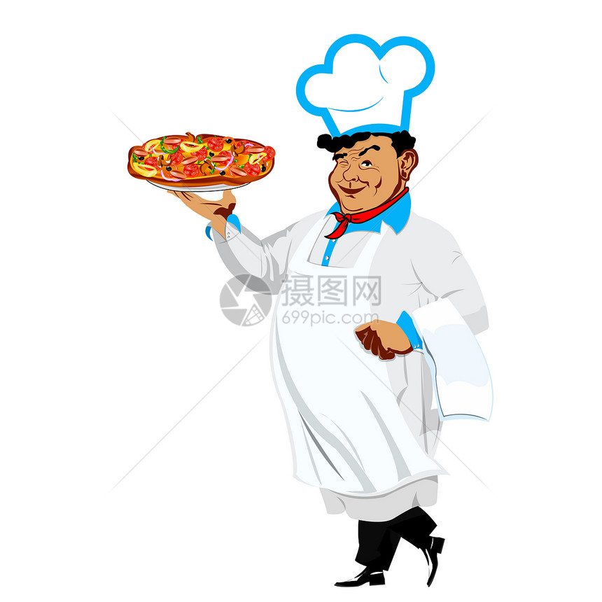 有趣的厨师和意大利比萨饼菜单营养美食烹饪早餐职业商业面包师餐厅老板图片