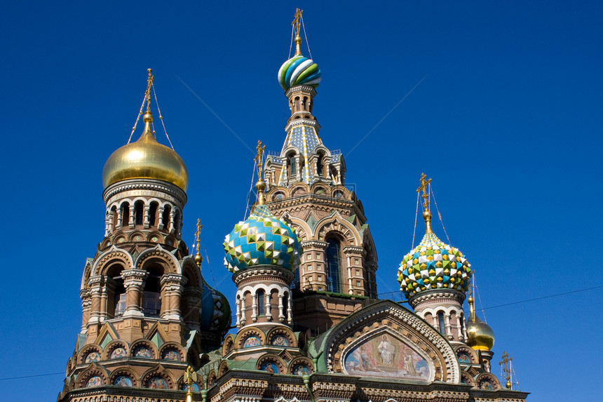 圣彼得堡东正教会瓷砖历史圆顶艺术图标宗教地标建筑金子图片