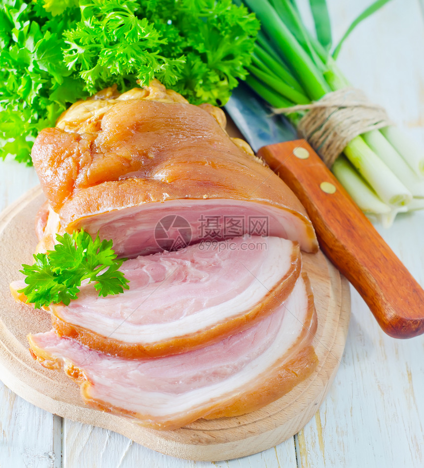 烟熏猪油烹饪营养发射屠夫木头生产肋骨猪肉沙拉熏肉图片