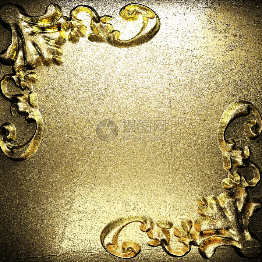 金色复古饰品叶子古董魅力艺术横幅边界风格金子框架奢华图片