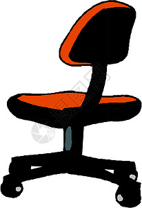 旋转飞椅办公室主席管理人员旋转家具办公椅经理奢华脚轮轮子黑色椅子插画