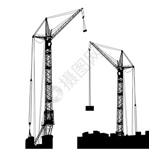 大楼两台起重机的休眠城市机械框架建筑学住房工程活动商业摩天大楼插图背景图片