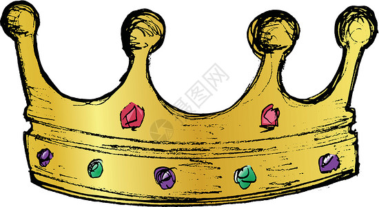 树冠数插图金子卡通片珠宝红宝石国王贵族皇家草图宝石背景图片