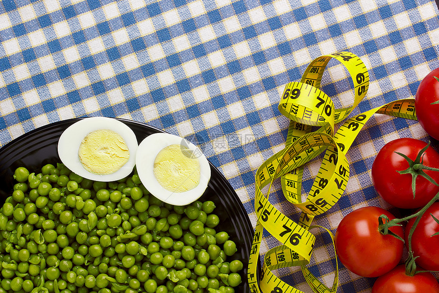 鸡蛋 培豆和番茄种子烹饪养分测量食物磁带重量蔬菜盘子美食图片