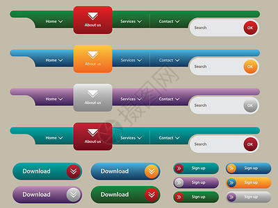 导航菜单和互联网按键集网页网络插图链接纽扣界面网站水平背景图片