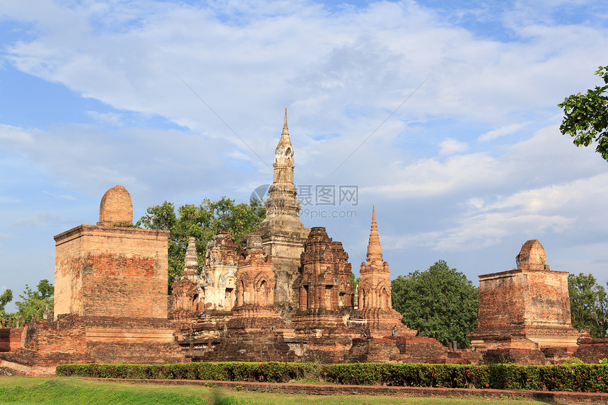 泰国旧城Sukhothai历史公园历史性遗产历史观光雕塑废墟石头城市建筑学宗教图片