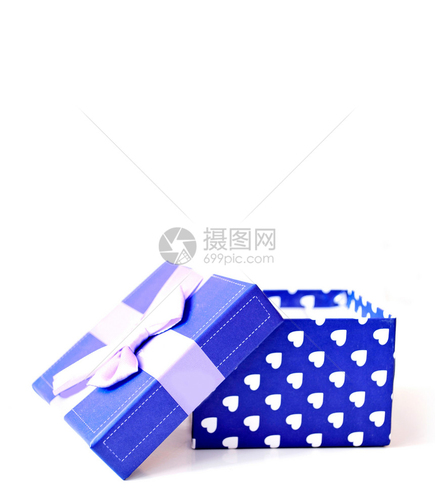 礼品盒盒子蓝色戒指惊喜首饰生日礼物购物丝带周年图片