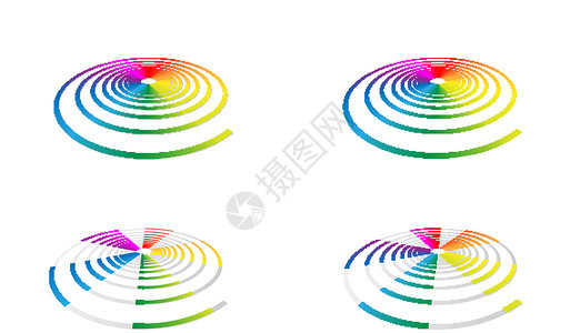 彩虹螺旋装饰品漩涡插图圆形曲线白色背景图片