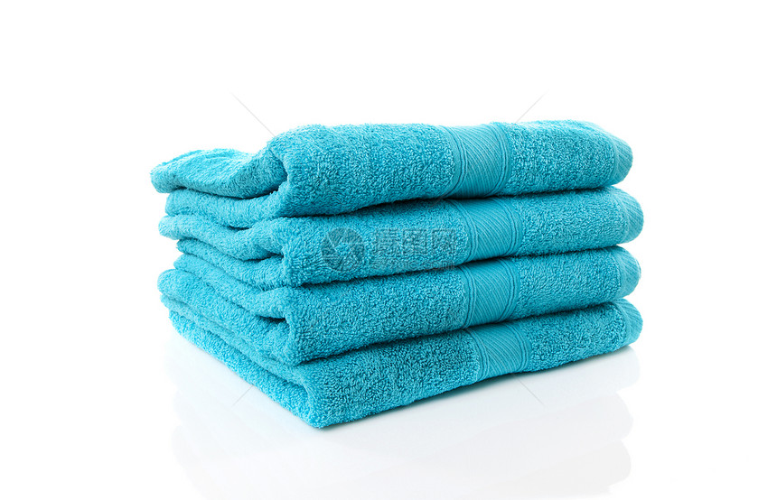 蓝色毛巾堆洗衣店折叠浴室图片