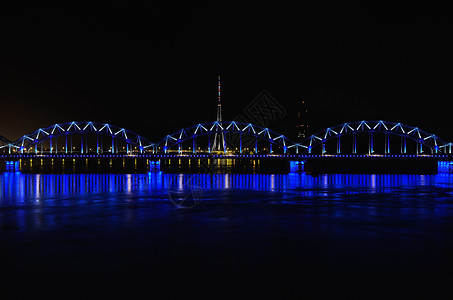 河跨度铁路桥梁反射照明国家黑头灯光黑暗跨度背景