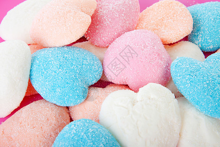 心形糖果蓝色食物粉色背景图片