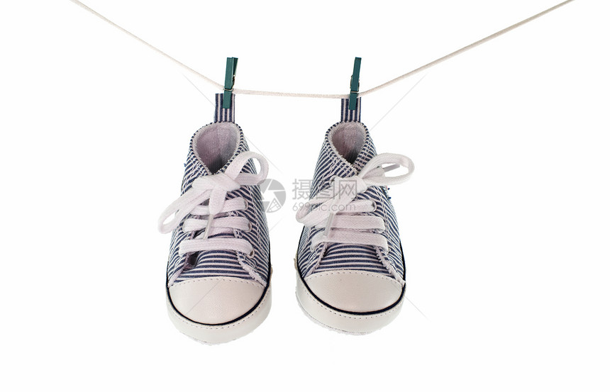 婴儿鞋吊挂幼儿鞋蓝色概念帆布鞋运动鞋运动鞋带儿童蕾丝正装图片