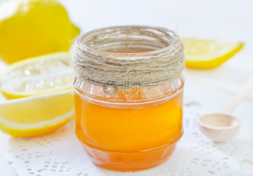 蜂蜜加柠檬液体金子食物营养玻璃生产木头产品早餐治愈图片