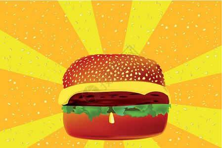 芝士汉堡包子黑芝麻橙子插图绘画射线食物黄色高清图片