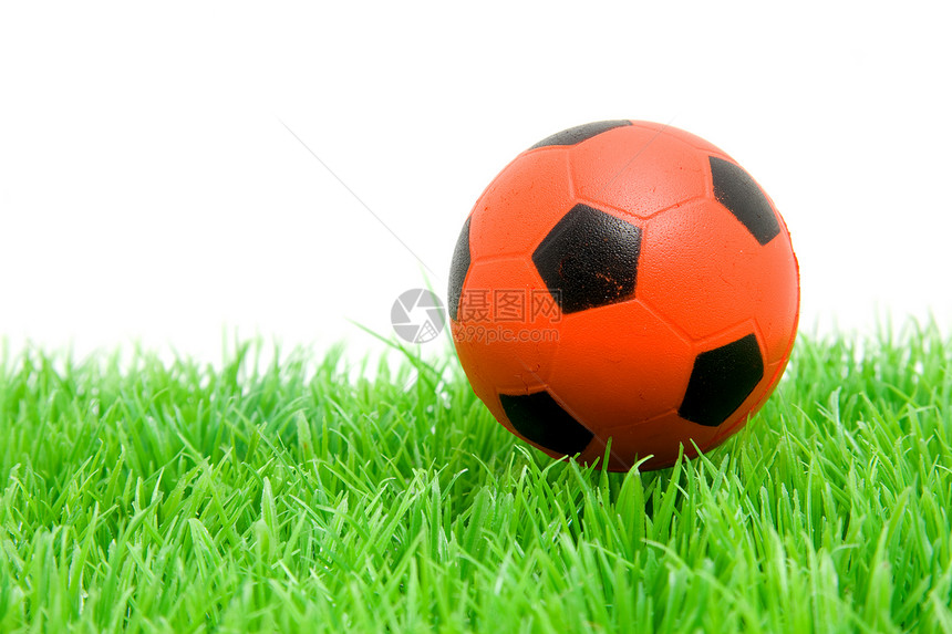 草地上的橙色足球球橙子场地锦标赛圆形运动游戏绿色竞赛图片