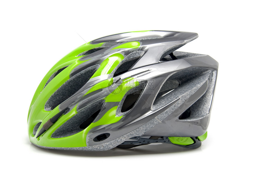 双环头盔头饰帽子灰色安全山地塑料运动活动自行车绿色图片