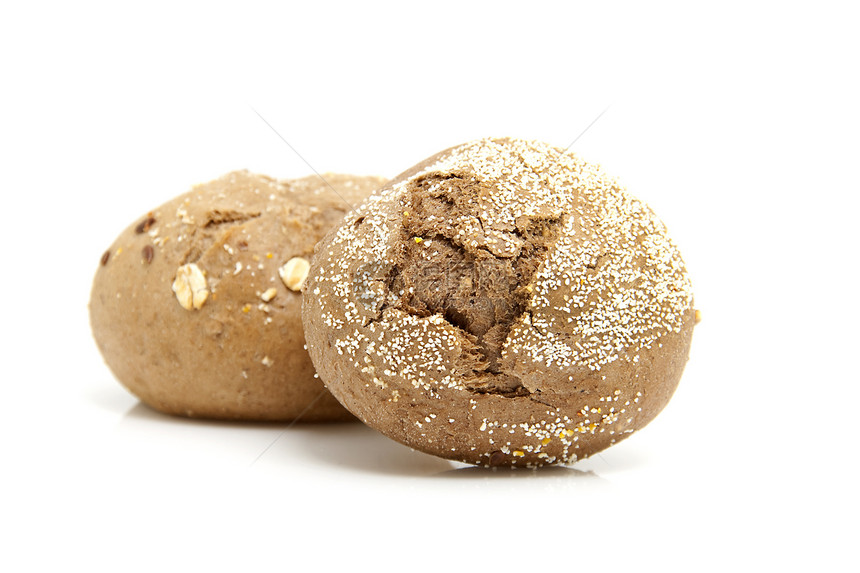 新鲜烤面包包馒头种子盘子棕色食物面包谷物早餐午餐图片