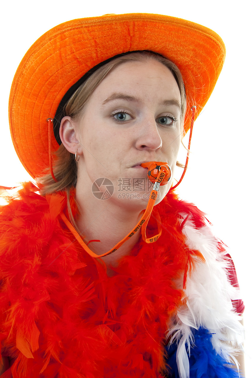 荷兰足球球迷运动锦标赛女士长笛竞赛帽子游戏配饰橙子支持者图片