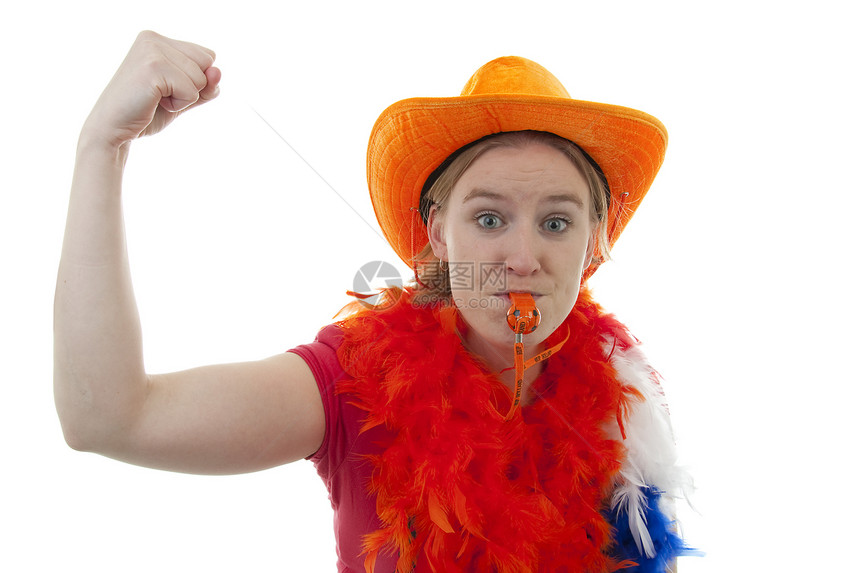 女达屈女子足球球迷运动竞赛配饰帽子支持者长笛橙子女士游戏扇子图片
