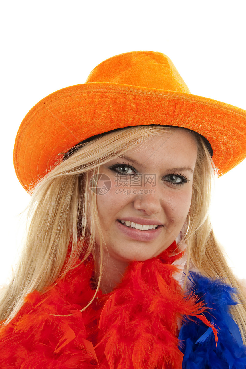 荷兰女足球迷配饰运动帽子足球游戏蟒蛇竞赛女士支持者锦标赛图片