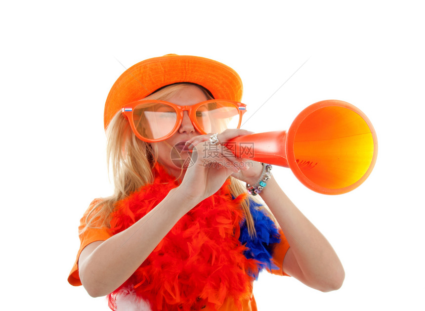 荷兰足球球迷配饰帽子运动长笛竞赛橙子支持者女士游戏扇子图片