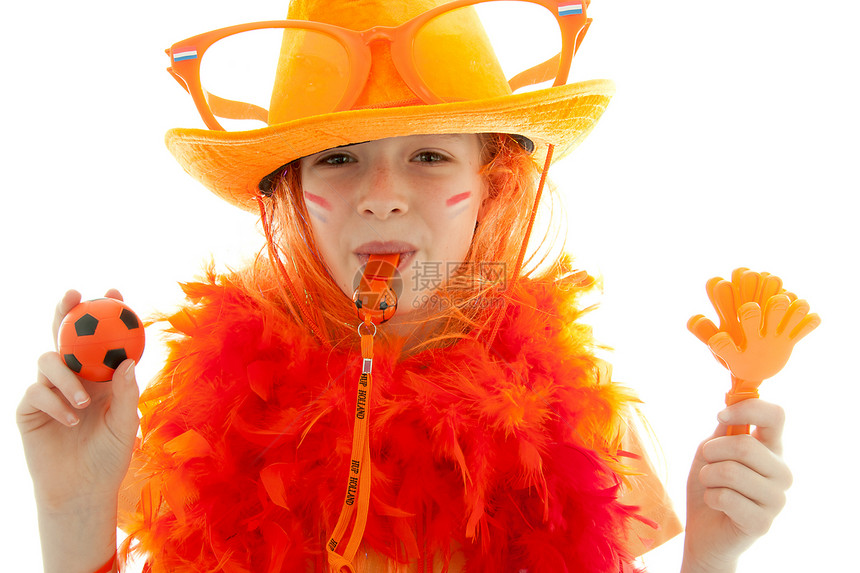 青年杜查足球支持者运动游戏配饰锦标赛孩子帽子圆形长笛快乐橙子图片