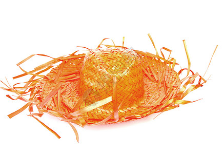 橙色草帽橙子足球白色头饰稻草背景图片