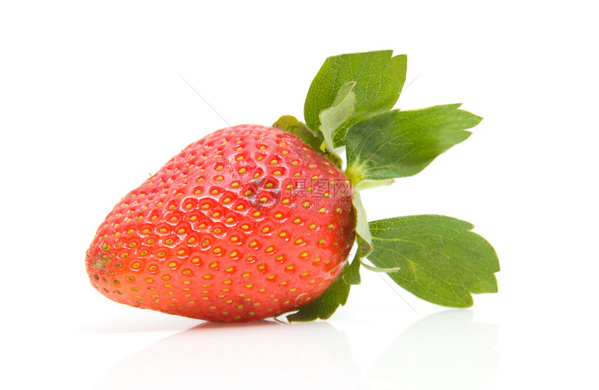 一个新鲜的草莓维生素红色浆果甜点水果食物图片