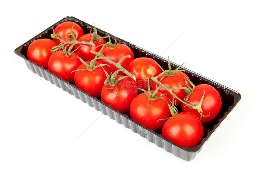 一堆新鲜的西红柿篮子食物蔬菜杂货红色塑料水果黑色图片