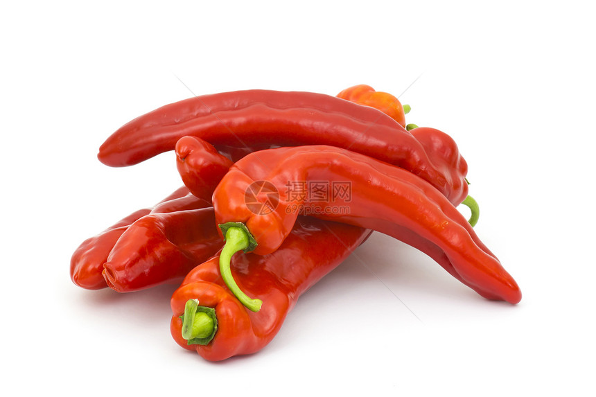 白色背景的红胡椒食物辣椒红色营养季节饮食农场水平蔬菜健康图片