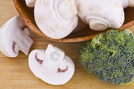 花椰菜蘑菇蘑菇和花椰菜背景