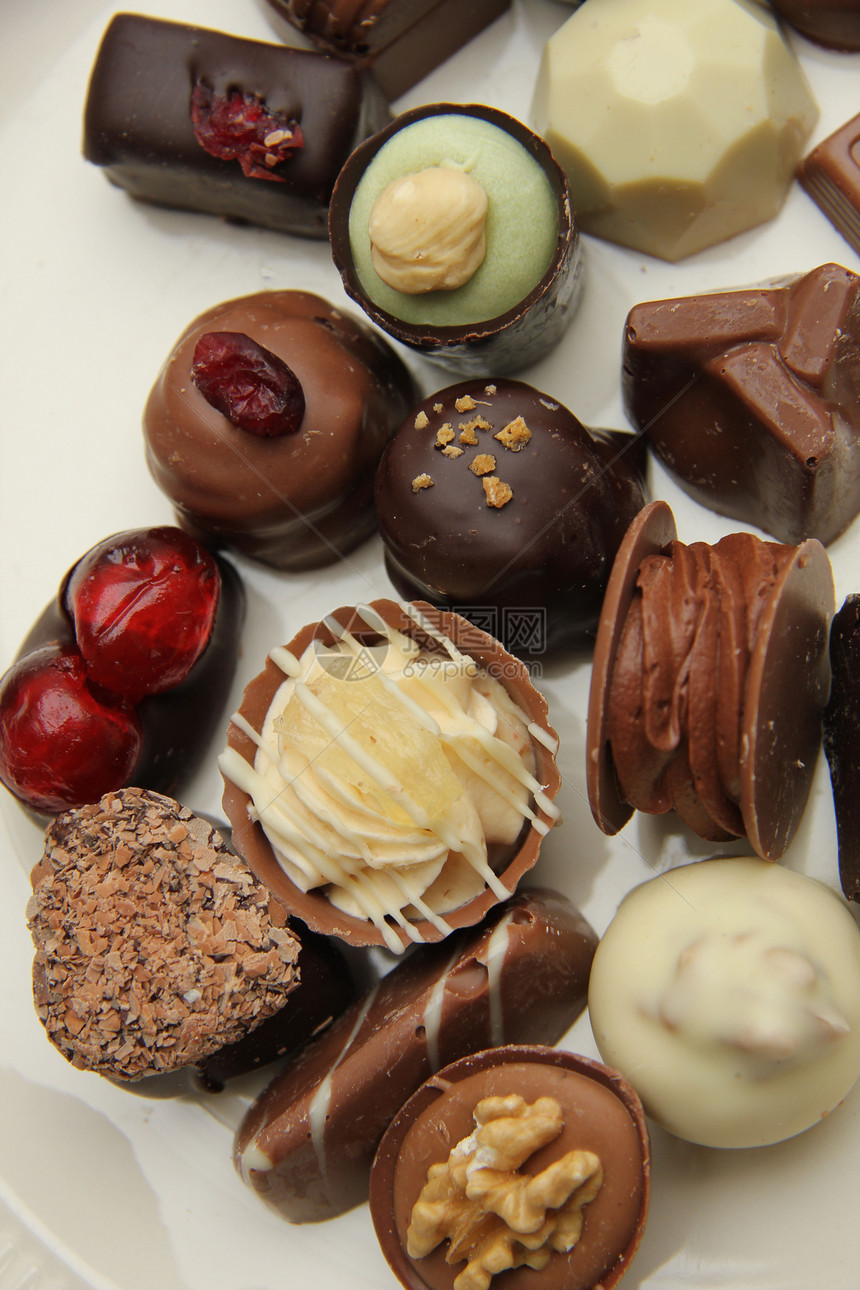 比利时普拉林斯收藏巧克力棕色团体礼物美食可可水果甜点奢华图片