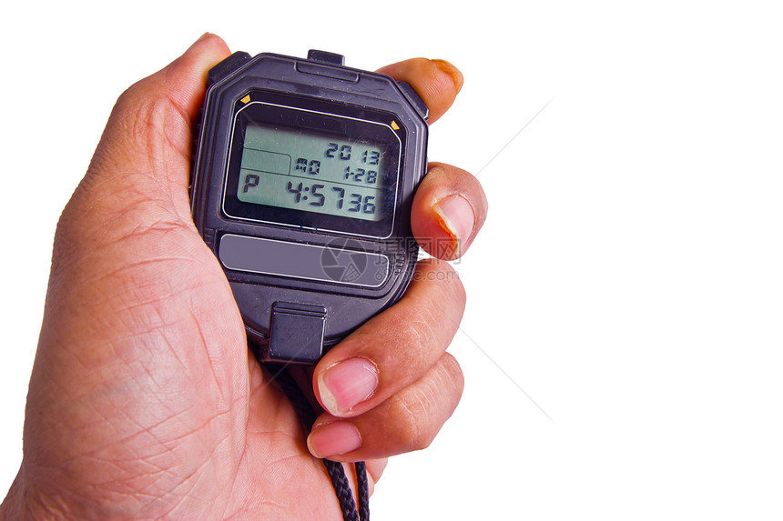 在抽象背景下手持手表 以抽象背景测量培训师运动精加工金属紧迫感竞技跑步手指圆圈图片