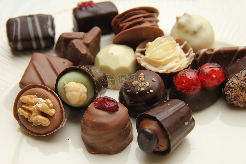 比利时豪华巧克力水果甜点可可奢华棕色装饰糖果咖啡美食团体图片