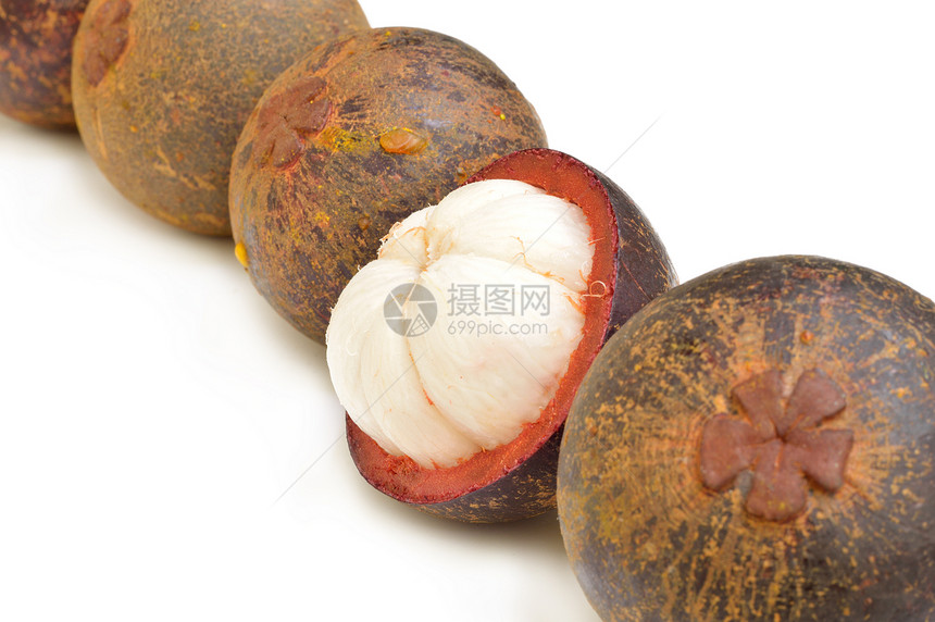 白色背景的紫色芒果活力食物水果山竹维生素图片