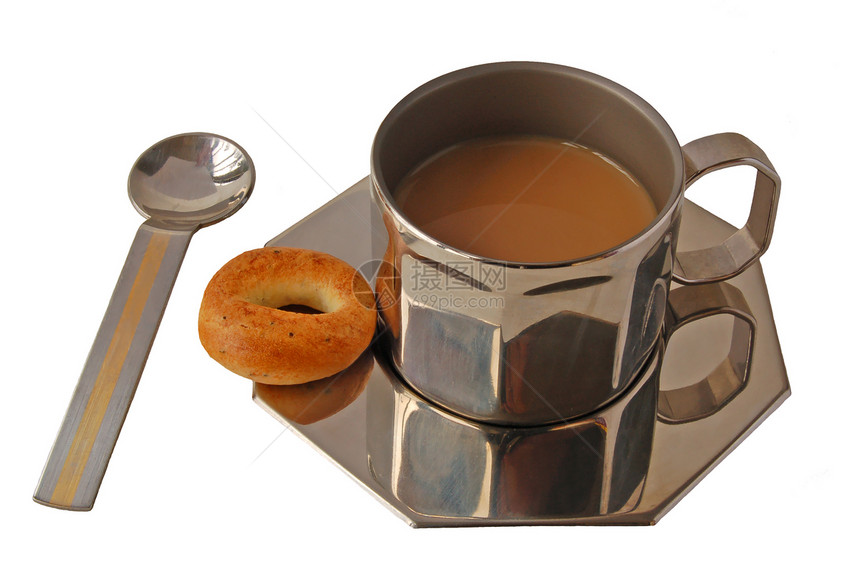 金属杯小麦勺子镜子面包菜单面粉早餐小雨拿铁金属图片