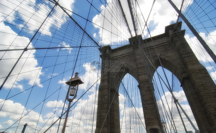 布鲁克林桥建筑电缆游客旅行建筑学金属商业天际吸引力地标运输图片