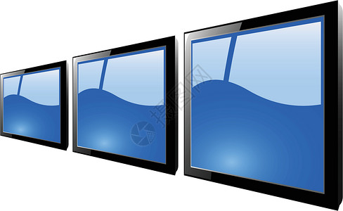 高清相框素材矢量蓝色 tft 监视器技术展示剧院液晶插图电器电子产品电视桌面控制板插画