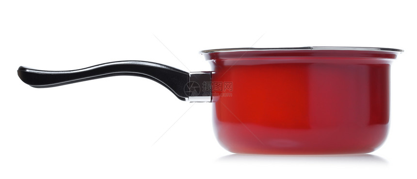 红 Stewpot用具餐具厨房煎锅涂层早餐炊具厨具烹饪食物图片