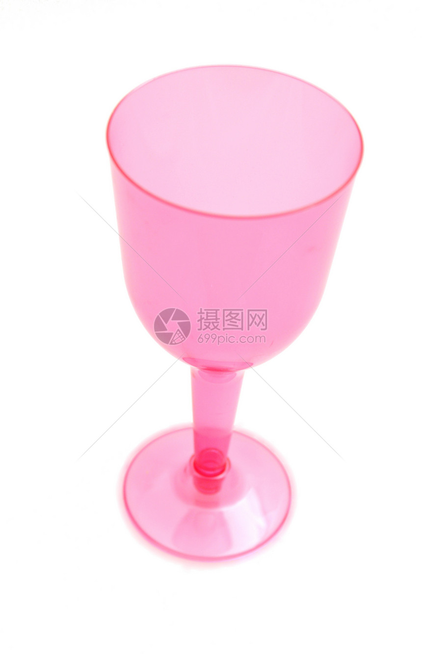 白底孤立的粉粉塑料杯图片