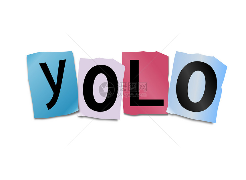 YOLO概念插图字母青年白色缩写借口座右铭居住讲话图片