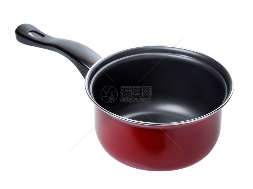 红 Stewpot烹饪早餐平底锅厨房炊具食物沙锅厨具金属涂层图片