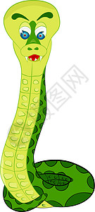 白色背景上的绿色蛇的漫画插图( I)高清图片