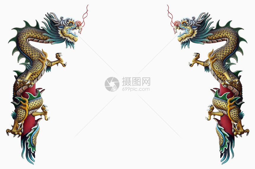 龙雕像寺庙宗教动物传统艺术建筑学金子雕塑财富装饰品图片